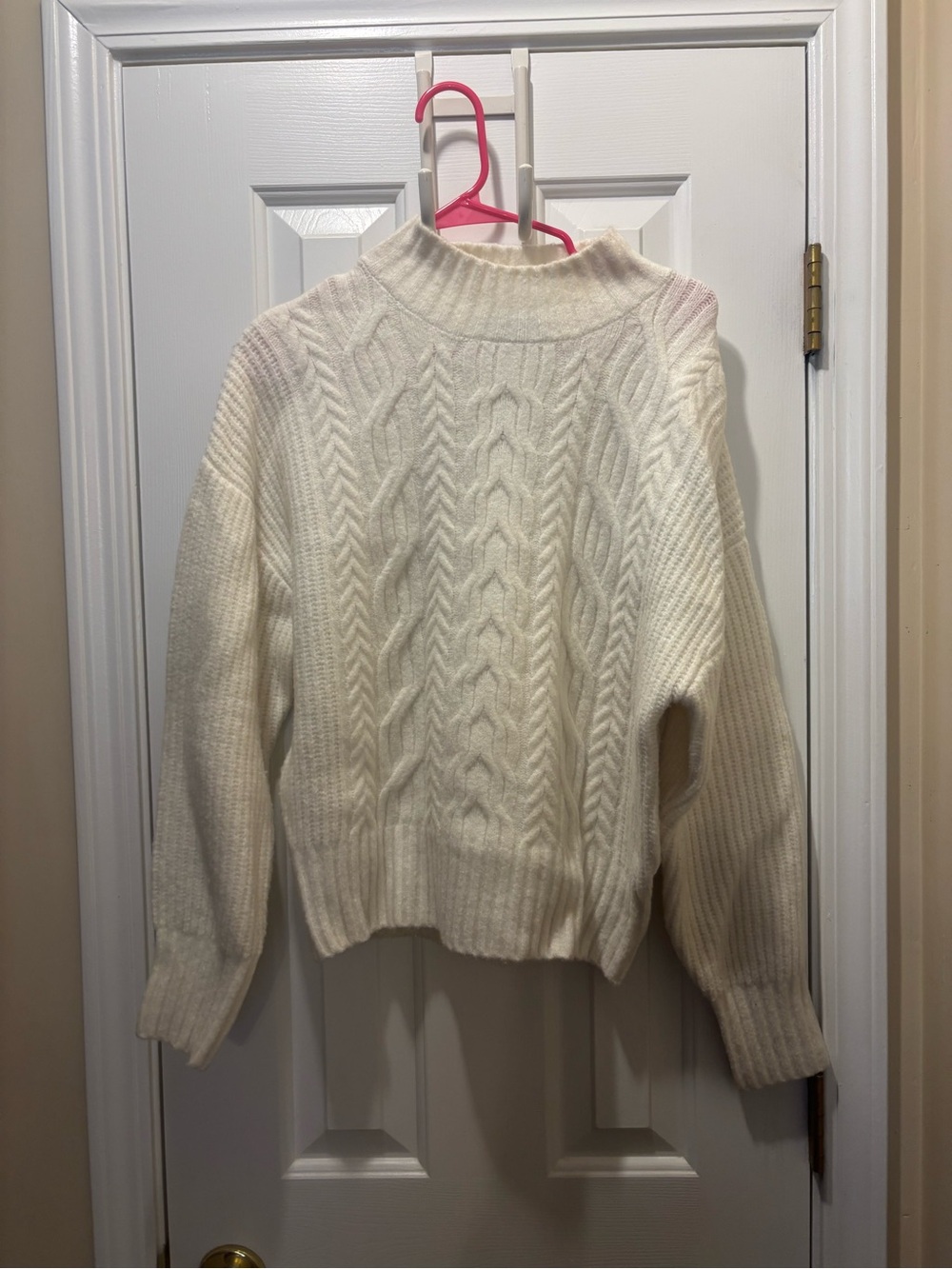 Express Cream Cable Knit Turtleneck Sweater